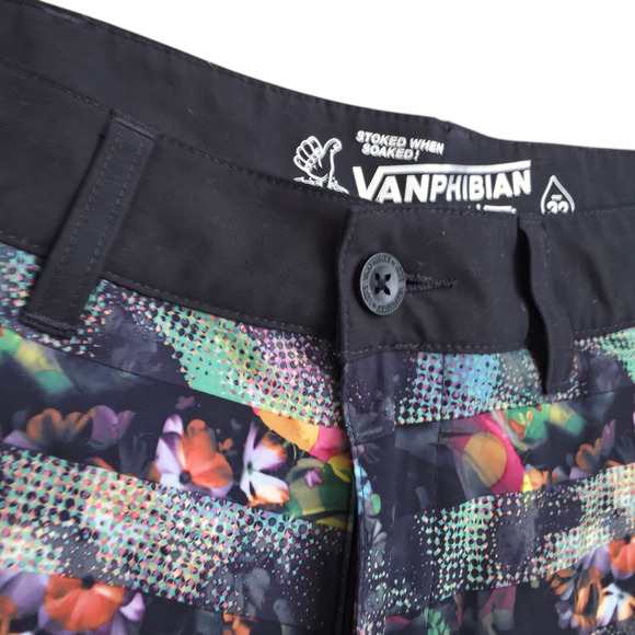 VANS Vanphibian Beflor Black Multicolor Board Shorts Wet/Dry Men Sz 32 - Picture 5 of 9